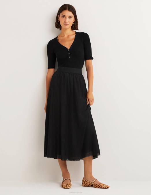 Boden vêtements noir femmes jupe mi-longue ample en tulle LB2X1133