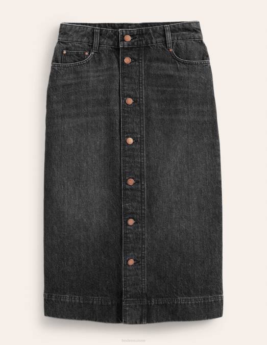Boden vêtements noir femmes jupe mi-longue droite en jean LB2X1307