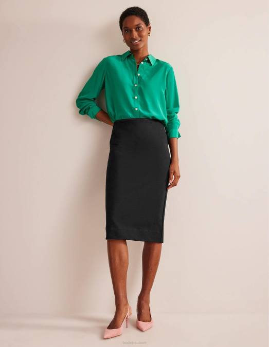 Boden vêtements noir femmes jupe midi en jersey stretch LB2X638