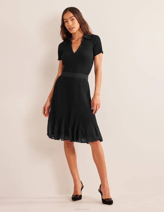 Boden vêtements noir femmes jupe plissée longueur genou LB2X2522