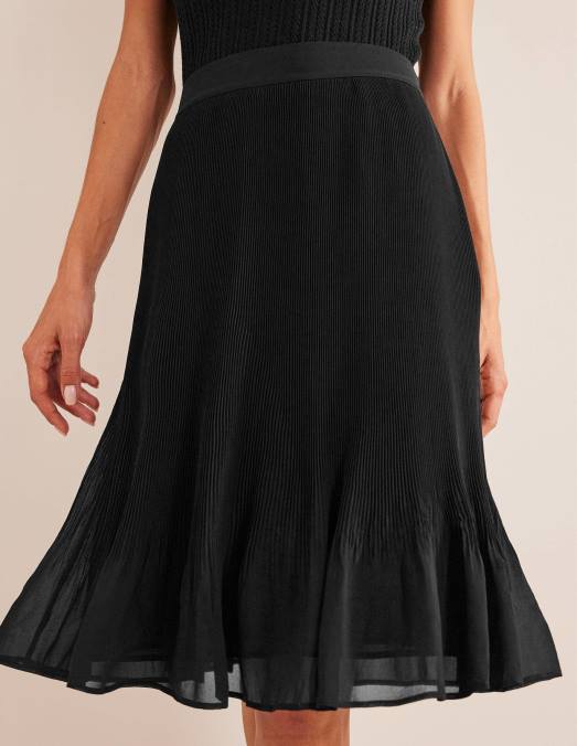 Boden vêtements noir femmes jupe plissée longueur genou LB2X2522