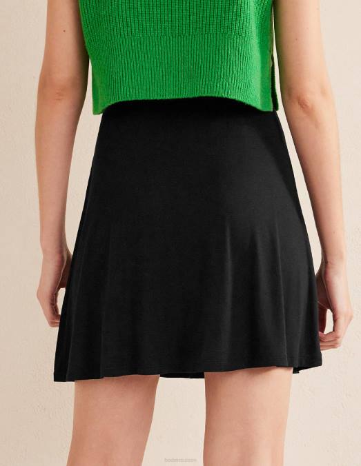 Boden vêtements noir femmes mini-jupe portefeuille en jersey LB2X1329