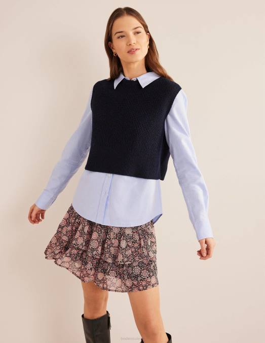 Boden vêtements pop-corn et tapisserie florale femmes mini-jupe à volants LB2X2011