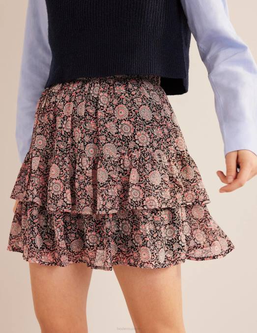 Boden vêtements pop-corn et tapisserie florale femmes mini-jupe à volants LB2X2011