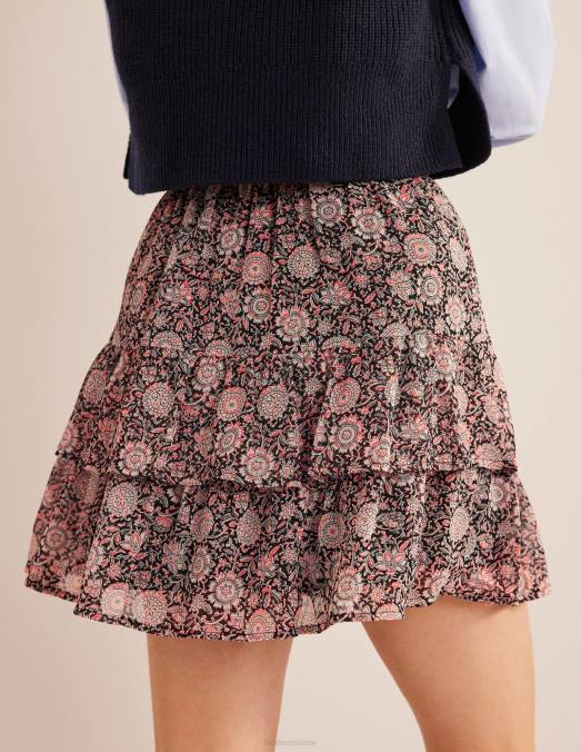 Boden vêtements pop-corn et tapisserie florale femmes mini-jupe à volants LB2X2011
