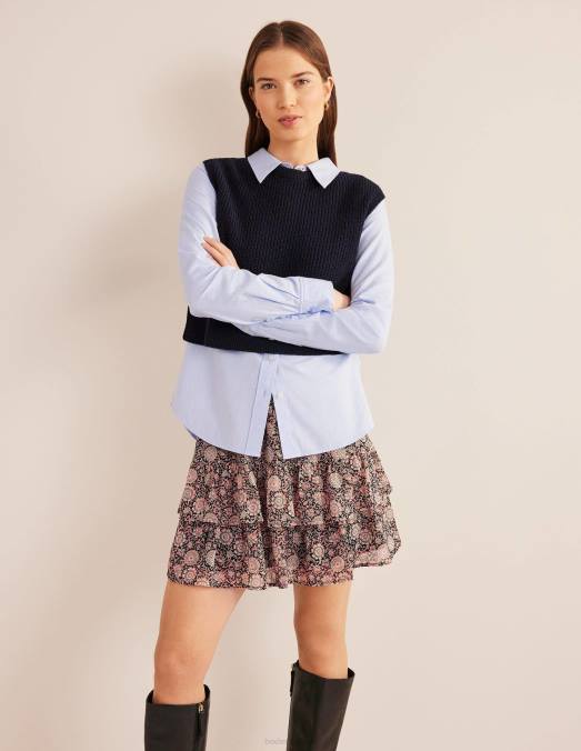 Boden vêtements pop-corn et tapisserie florale femmes mini-jupe à volants LB2X2011