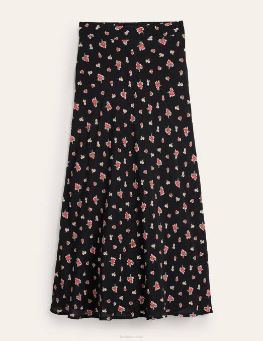 Boden vêtements pop noir et rose femmes jupe mi-longue cécelia LB2X1326