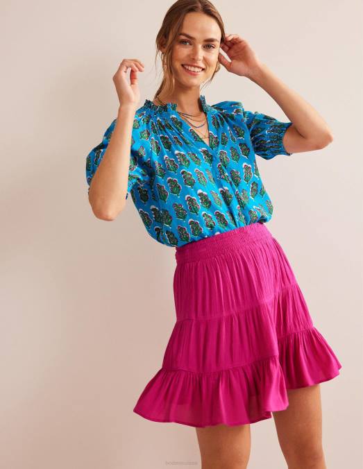 Boden vêtements rose phlox femmes minijupe froissée LB2X1373