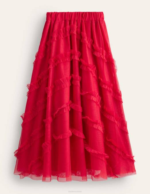 Boden vêtements rose sombre femmes jupe mi-longue de grande occasion en tulle LB2X1375