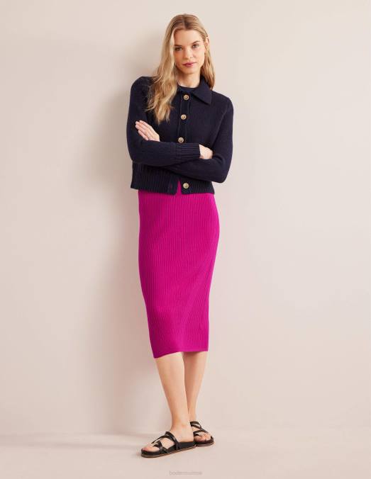 Boden vêtements rose violette femmes jupe midi en maille mérinos LB2X1629