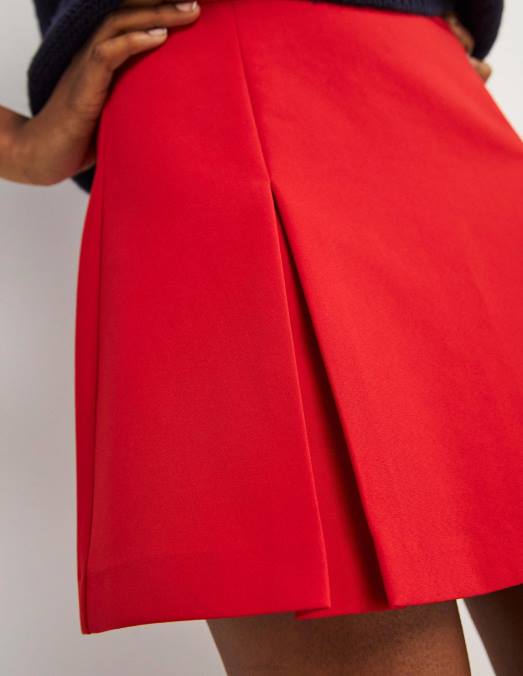 Boden vêtements rouge femmes mini-jupe trapèze plissée LB2X1940