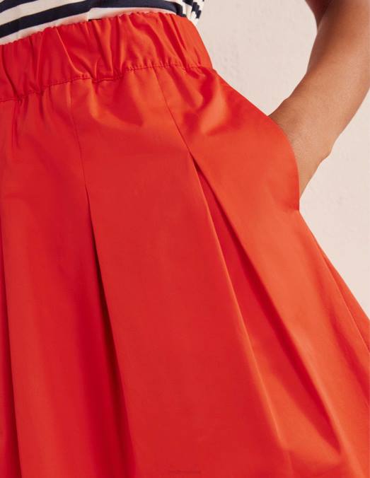 Boden vêtements rouge vermillon femmes jupe plissée en coton LB2X1806