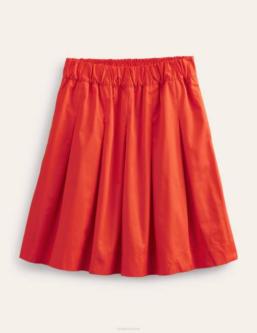 Boden vêtements rouge vermillon femmes jupe plissée en coton LB2X1806