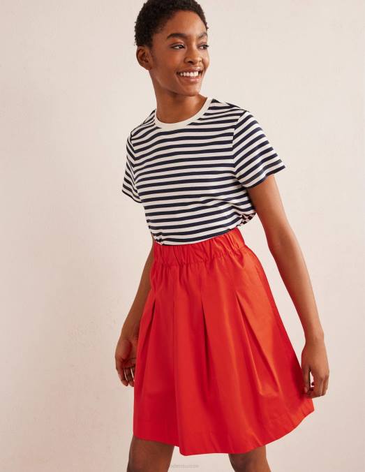 Boden vêtements rouge vermillon femmes jupe plissée en coton LB2X1806