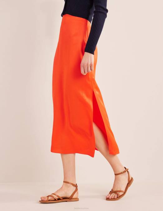 Boden vêtements tomate cerise femmes jupe colonne en satin LB2X1452