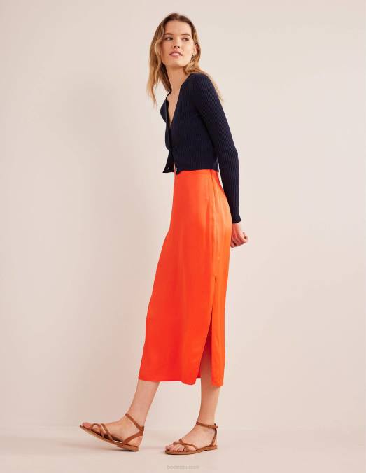 Boden vêtements tomate cerise femmes jupe colonne en satin LB2X1452