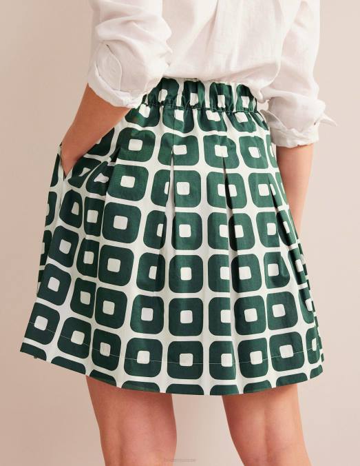 Boden vêtements trekking vert & cube femmes jupe plissée en coton LB2X1294