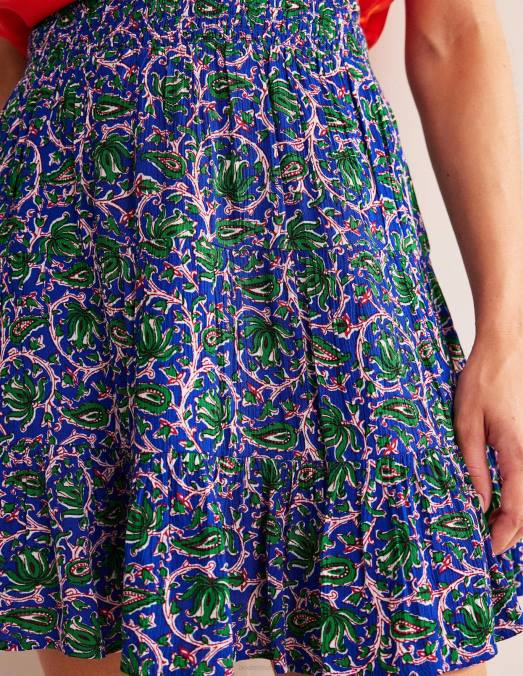 Boden vêtements vague bleue et vigne botanique femmes minijupe froissée LB2X1251