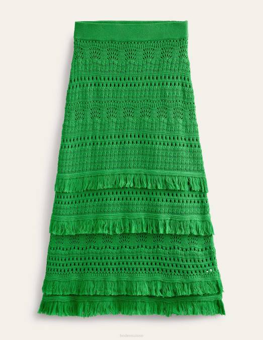 Boden vêtements vert clair femmes jupe tricotée au crochet à franges LB2X2152