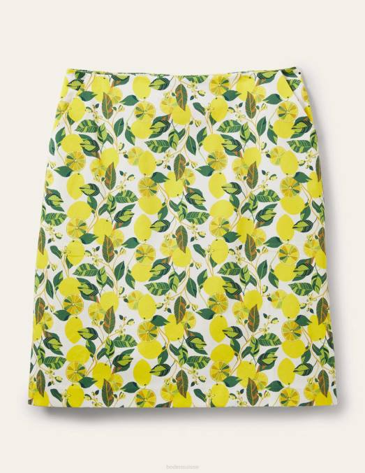 Boden vêtements vigne ivoire et citron femmes mini-jupe trapèze imprimée LB2X2430