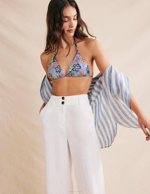 Boden vêtements Blizzard bleu et taverne botanique femmes haut de bikini à ficelle LB2X1402
