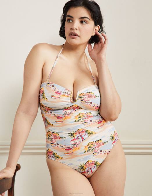 Boden vêtements baie d'ivoire et paradis femmes maillot de bain dos nu à barre en U LB2X2416
