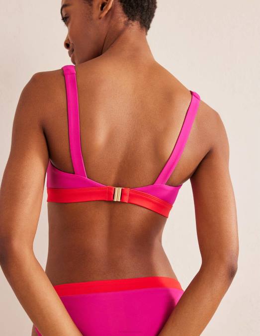 Boden vêtements bijou color block rose femmes haut de bikini à encolure carrée LB2X1980