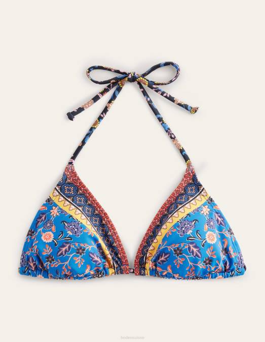 Boden vêtements bleu baleine & pétale de lotus femmes haut de bikini à ficelle LB2X2229