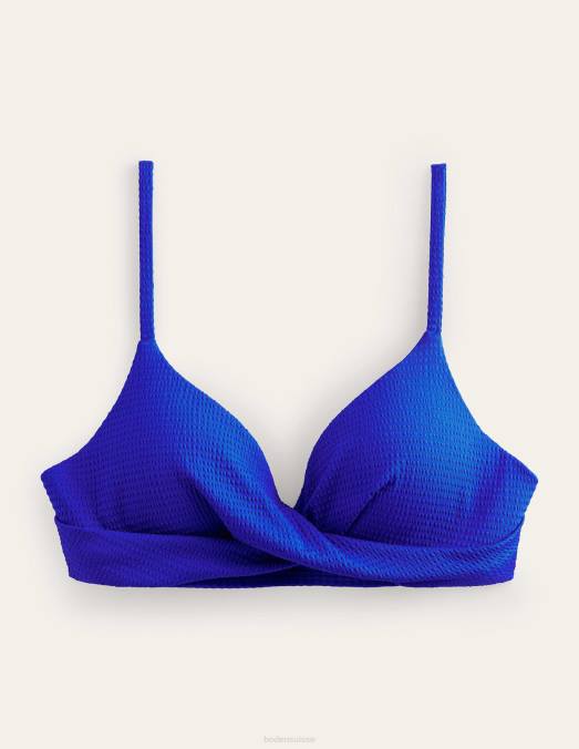 Boden vêtements bleu cobalt et crépon femmes haut de bikini à bonnets capri LB2X1785