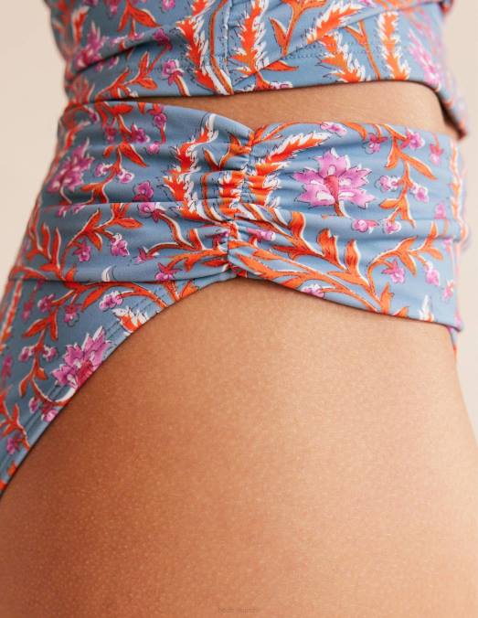 Boden vêtements bleu delph et vigne opulente femmes bas de bikini classique à plis LB2X2096