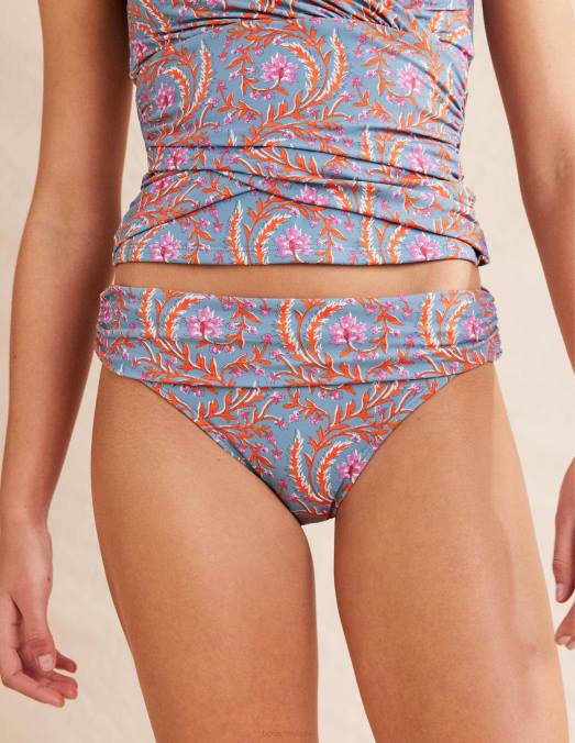 Boden vêtements bleu delph et vigne opulente femmes bas de bikini classique à plis LB2X2096