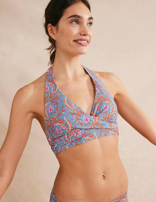 Boden vêtements bleu delph et vigne opulente femmes haut de bikini dos nu levanzo LB2X1290