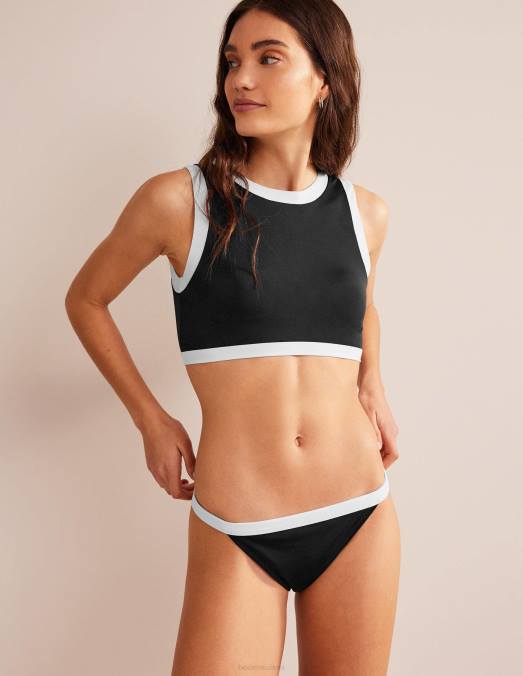 Boden vêtements bloc de couleur noir femmes haut de bikini à encolure ras du cou LB2X1593