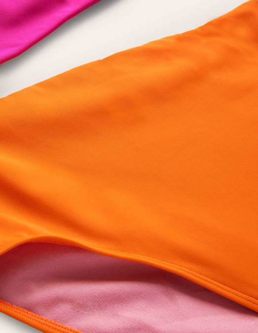 Boden vêtements bloc de couleur rose femmes maillot de bain asymétrique à découpe LB2X2480