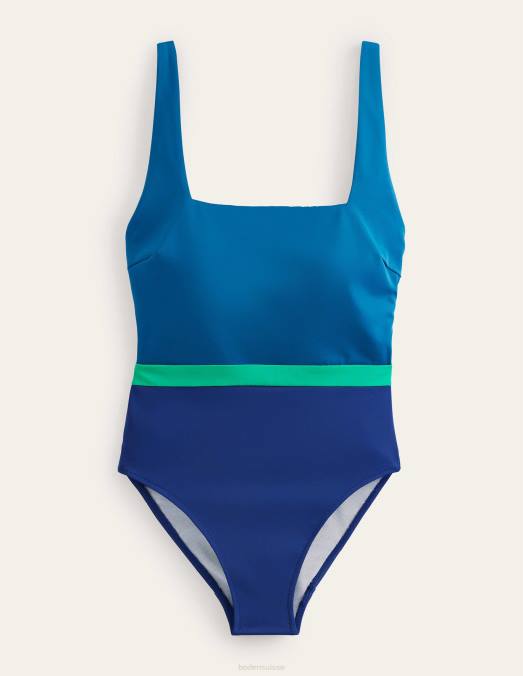 Boden vêtements bloc de couleurs au bord de l'océan femmes maillot de bain à encolure carrée LB2X1209