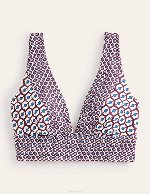 Boden vêtements bordeaux foncé & rêverie femmes haut de bikini à col v porto LB2X245