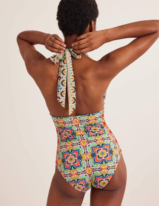 Boden vêtements carrelage multi et tapisserie femmes maillot de bain à décolleté en V profond Merano LB2X1260
