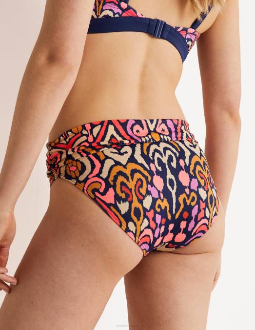 Boden vêtements charme marine française et ikat femmes bas de bikini classique à plis LB2X2542
