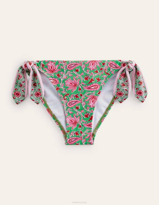 Boden vêtements citron vert et vigne botanique femmes bas de bikini noué sur les côtés LB2X1999