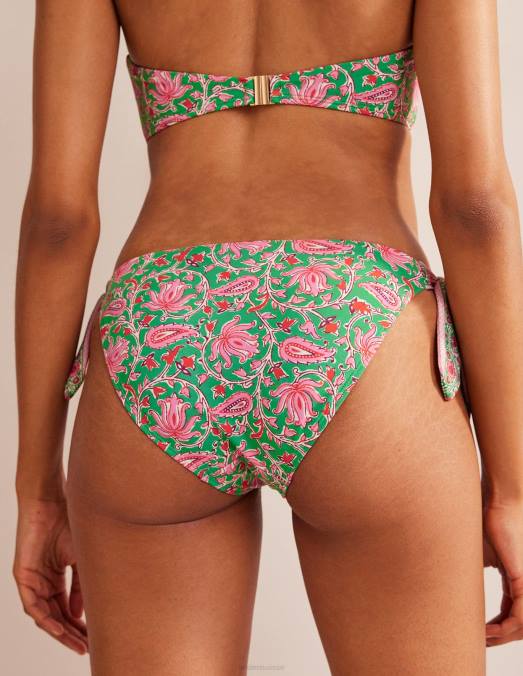 Boden vêtements citron vert et vigne botanique femmes bas de bikini noué sur les côtés LB2X1999