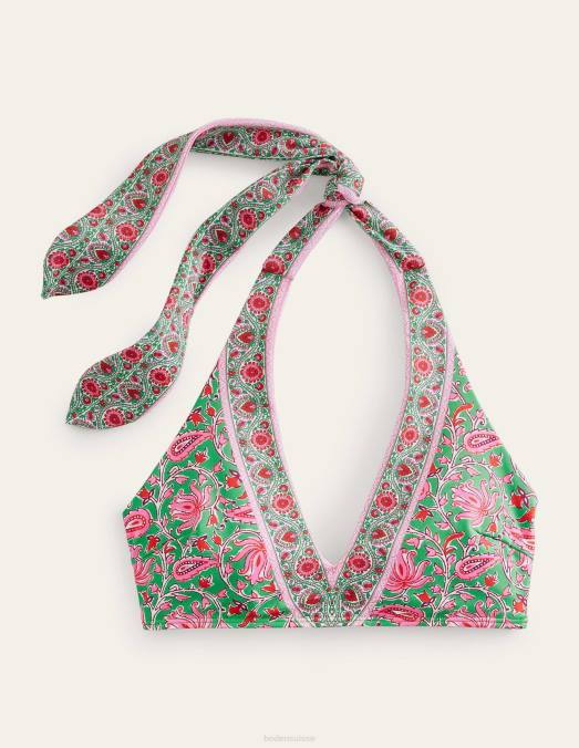 Boden vêtements citron vert et vigne botanique femmes haut de bikini à épaules dénudées LB2X1963