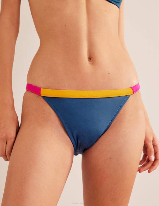 Boden vêtements color block bleu et jaune femmes bas de bikini tanga LB2X1840