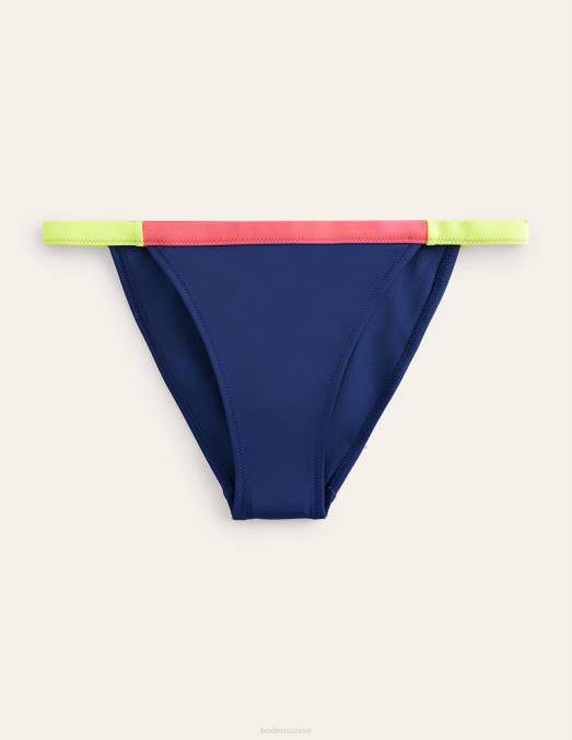 Boden vêtements color block bleu marine et jaune acide femmes bas de bikini tanga LB2X1839