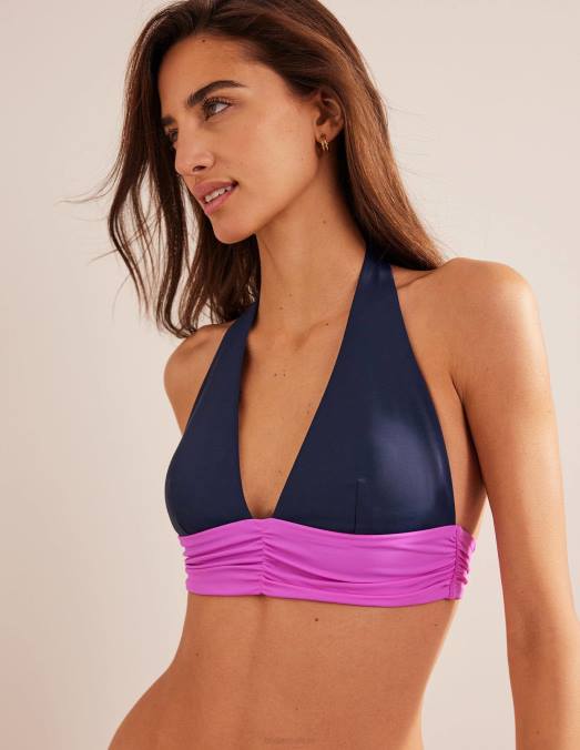Boden vêtements color block minuit et rose femmes haut de bikini dos nu à détail de nœud LB2X2580