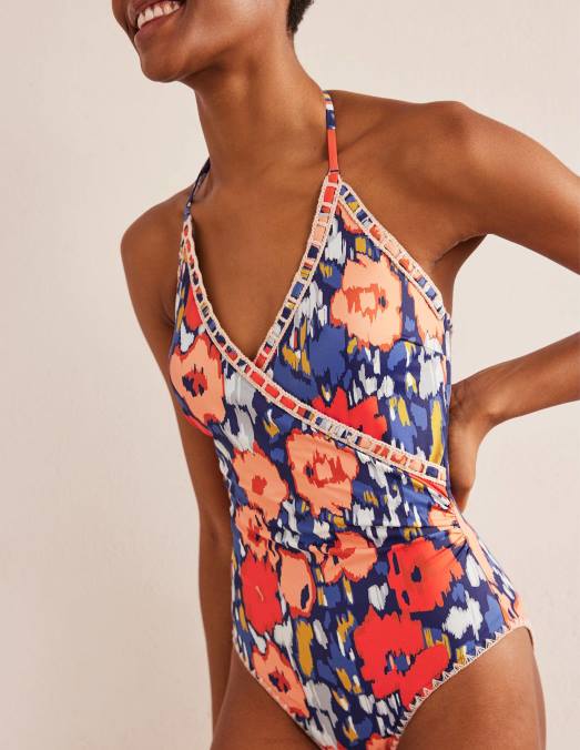 Boden vêtements coquelicot bleu marine et abstrait femmes maillot de bain portefeuille au crochet LB2X983