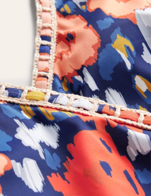 Boden vêtements coquelicot bleu marine et abstrait femmes maillot de bain portefeuille au crochet LB2X983