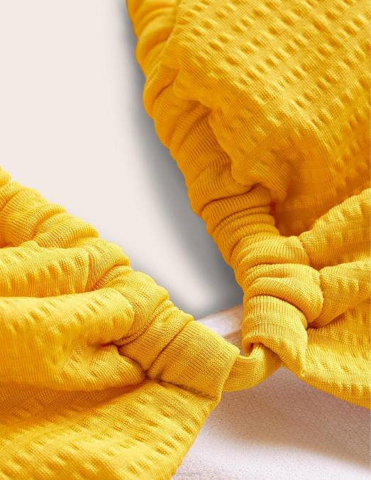 Boden vêtements crépon jaune safran femmes maillot de bain à string et découpes LB2X2112