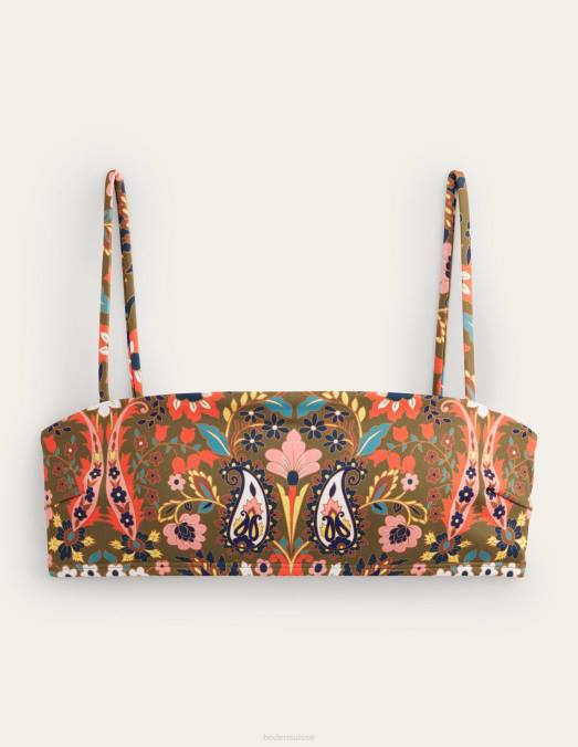 Boden vêtements feuillage bleu marine et exotique femmes haut de bikini à fines bretelles LB2X1791