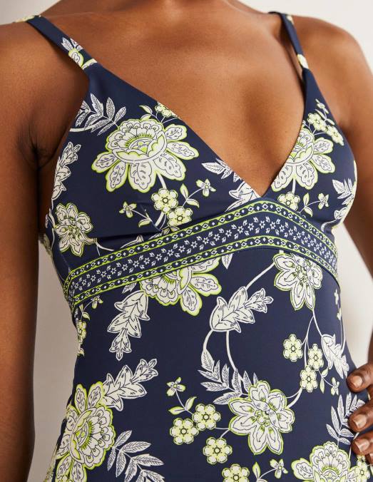 Boden vêtements fleur bleu marine et chintz femmes arezzo - maillot de bain à empiècement et encolure en V LB2X2269