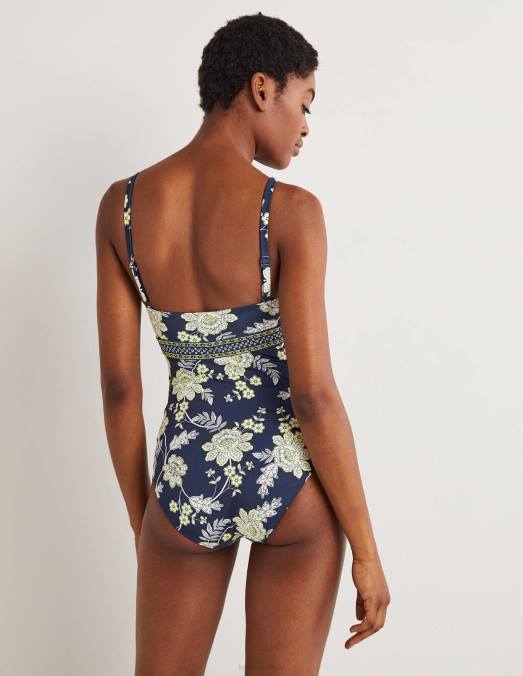 Boden vêtements fleur bleu marine et chintz femmes arezzo - maillot de bain à empiècement et encolure en V LB2X2269